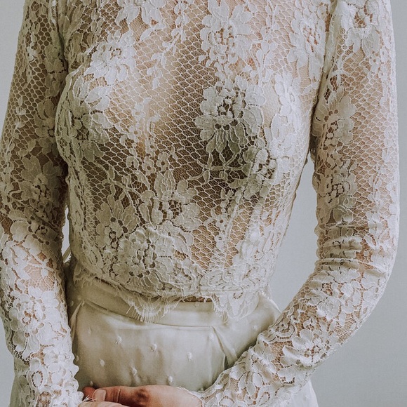 Leanne Marshall Candice Lace Top Bridal Separates sz 12 - Picture 1 of 9